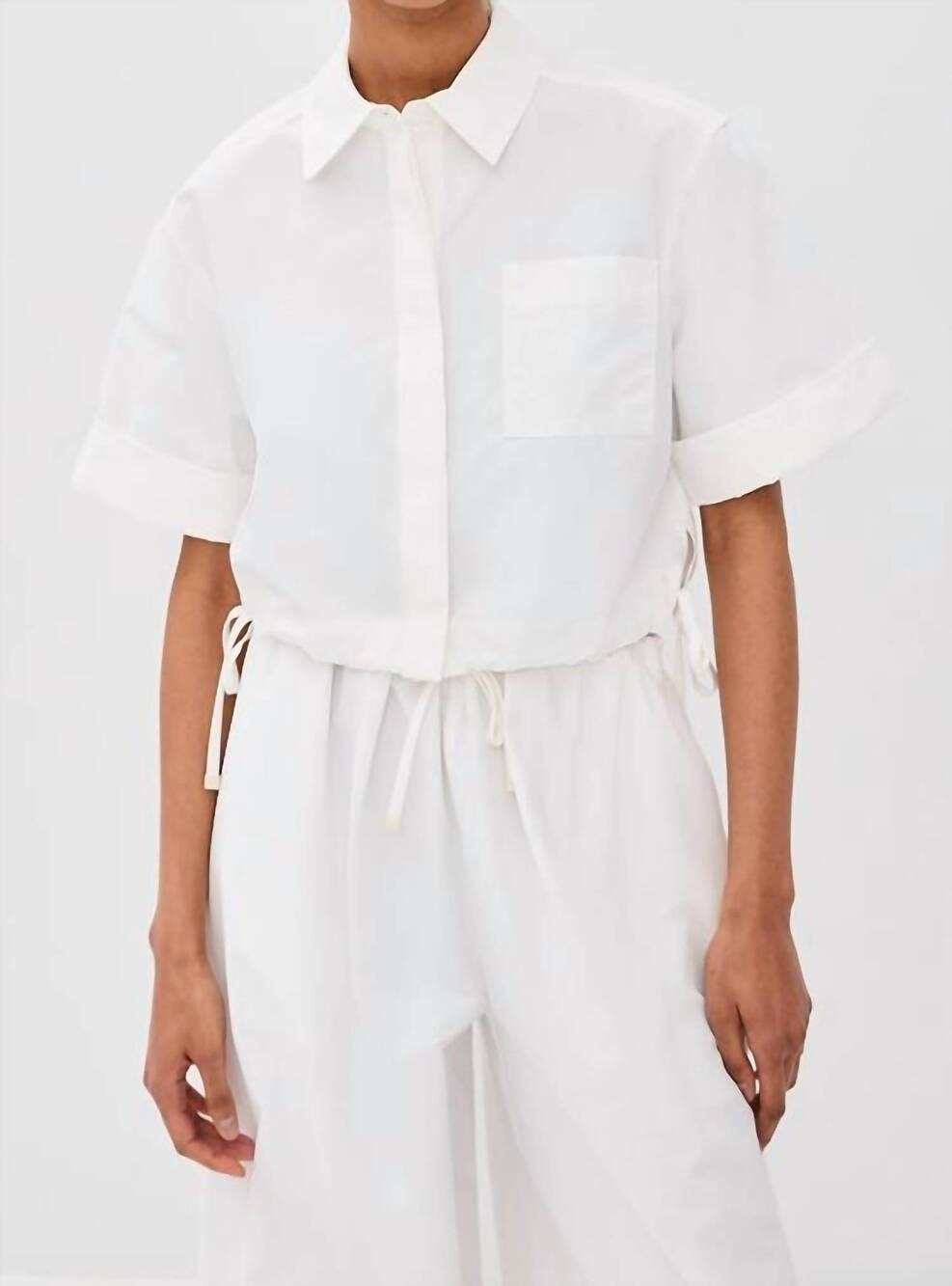 NEW JONATHAN SIMKHAI ryett cropped shirt in white